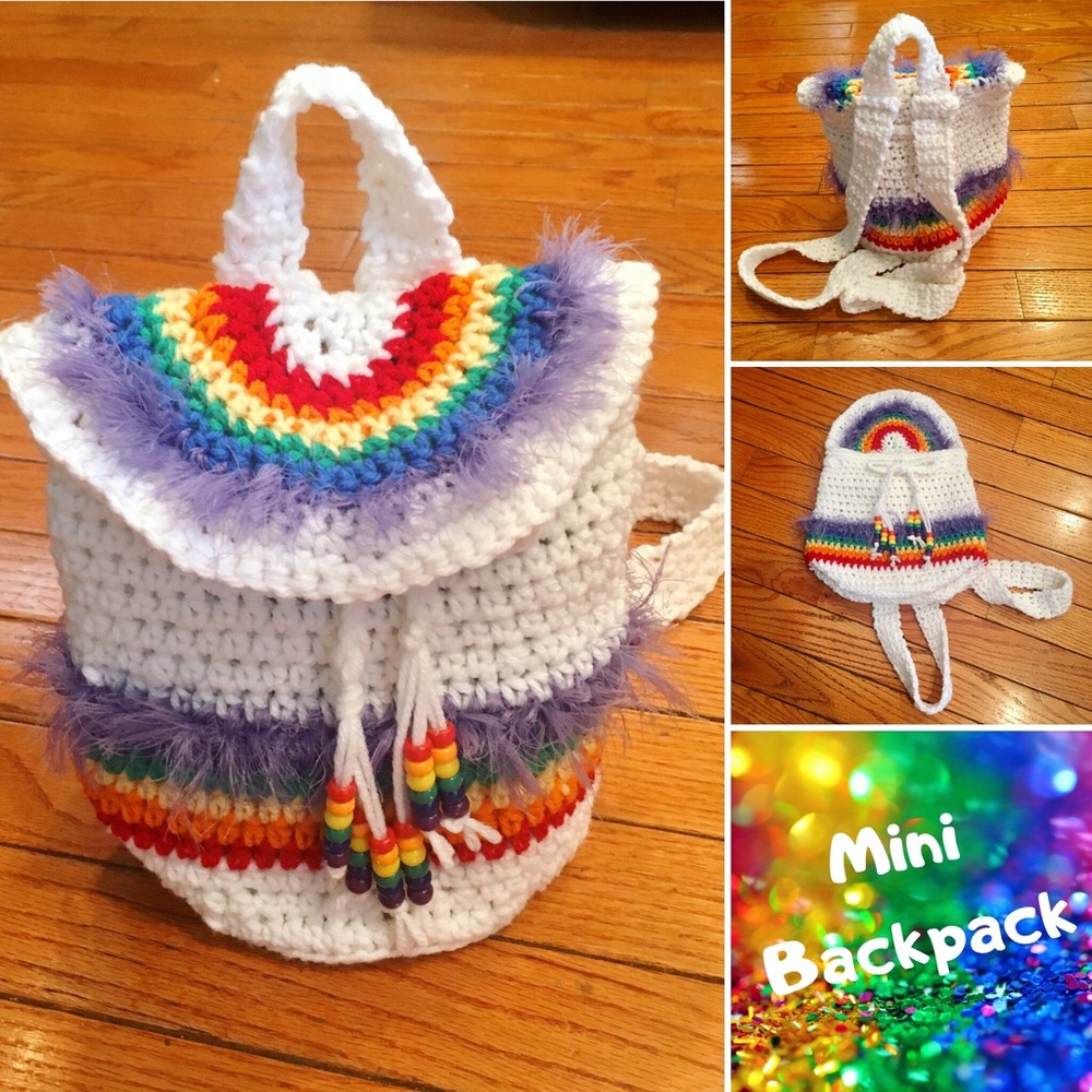 Handmade Rainbow mini backpack